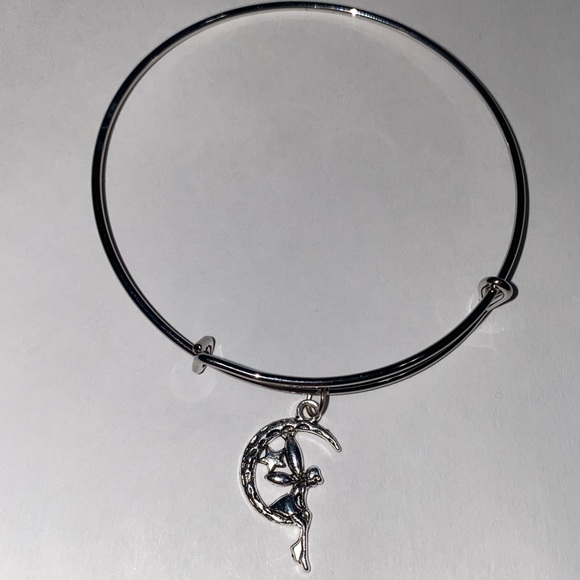 Fairy on Crescent Moon with Star Expandable Charm Bracelet Silver Tone Handmade - Picture 6 of 9